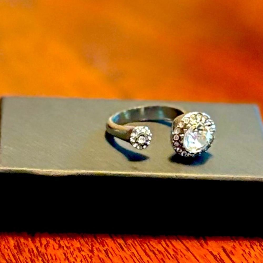 Charming Charlie Silver Split Crystal Ring